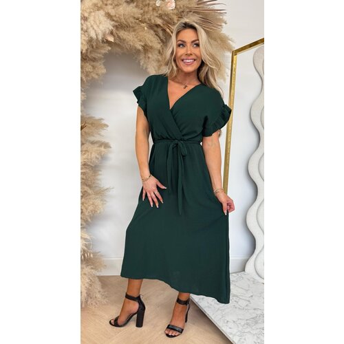 NOELIA RUFFLE DRESS LONG GUCGREEN NOELIA RUFFLE DRESS LONG GUCGREEN