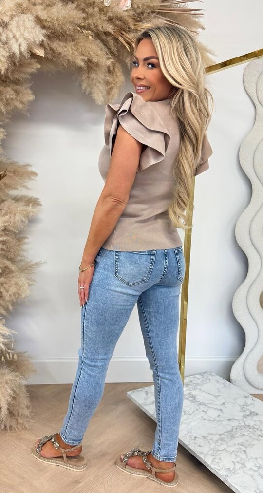 SWEETY RUFFLE SHIRT 2169 TAUPE
