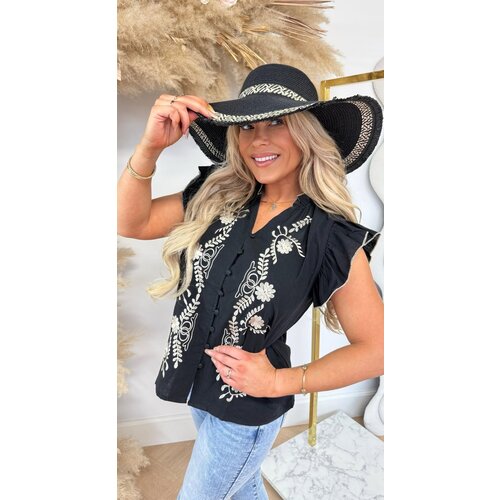 BOHO EMBROIDER BLOUSE CH127 BLACK BOHO EMBROIDER BLOUSE CH127 BLACK