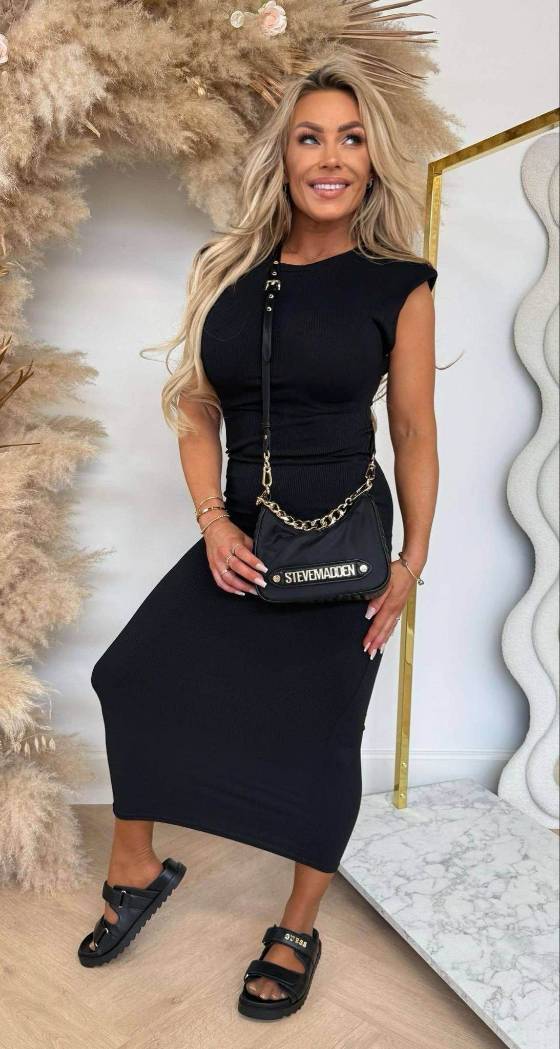MAXI RIB DRESS BLACK
