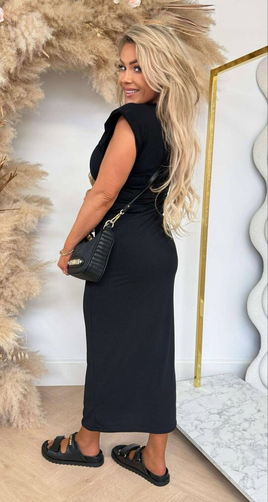 MAXI RIB DRESS BLACK MAXI RIB DRESS BLACK