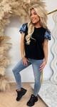 DENIM SLEEVE T-SHIRT 85104 BLACK