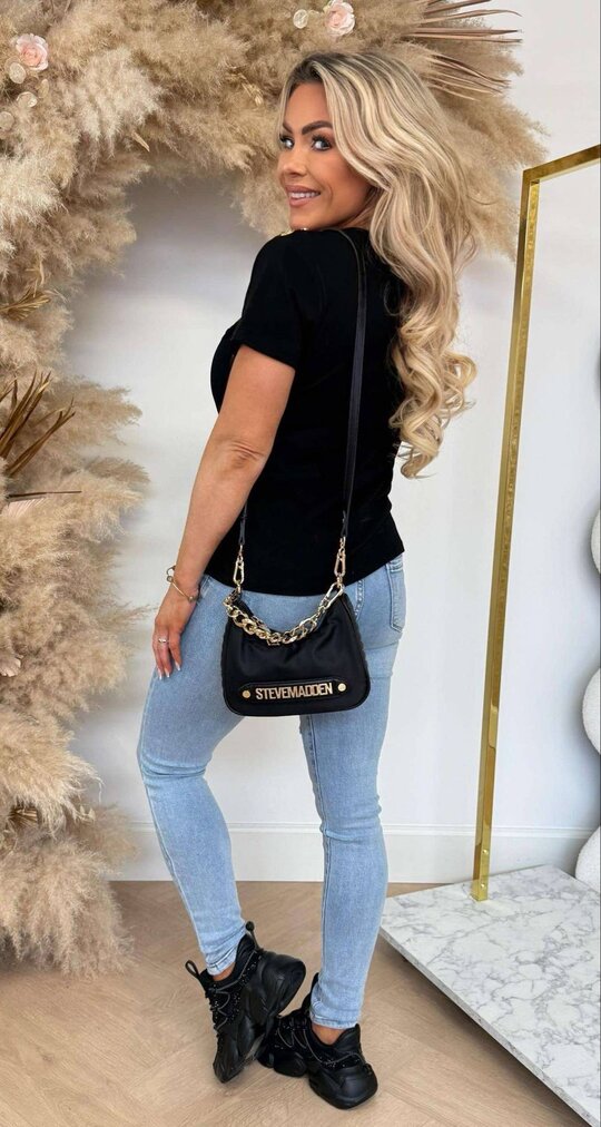 AMOUR SEQUIN BUTTON TEE 622 BLACK