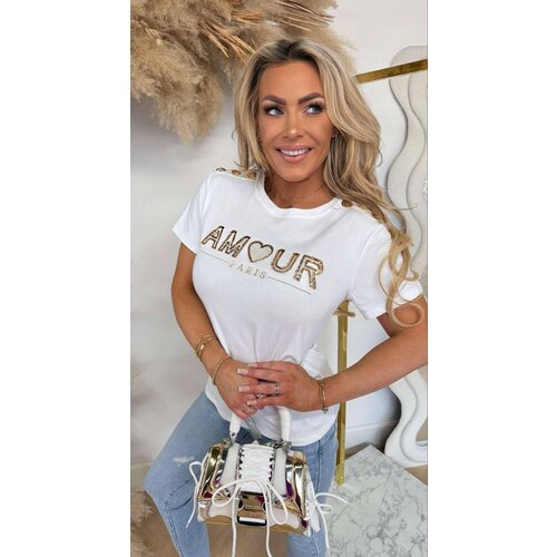 AMOUR SEQUIN BUTTON TEE 622 OFFWHITE AMOUR SEQUIN BUTTON TEE 622 OFFWHITE