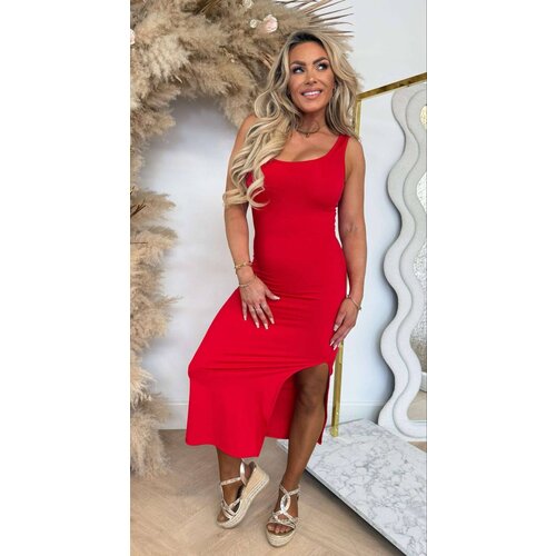 BASIC SPLIT DRESS RED BASIC SPLIT DRESS RED