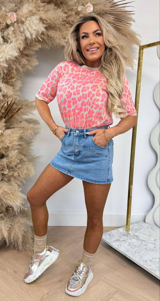 SOFIE LEOPARD TEE ORANGE/BEIGE