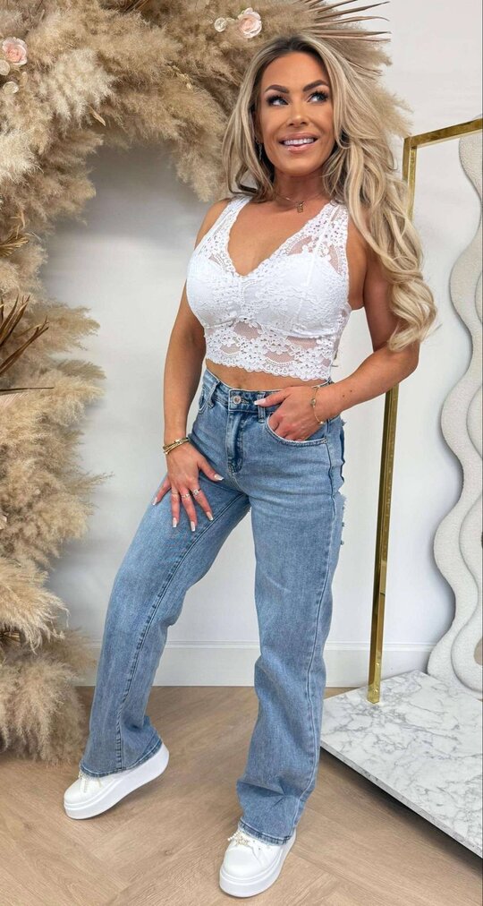 LACE LIV CUP TOP WHITE