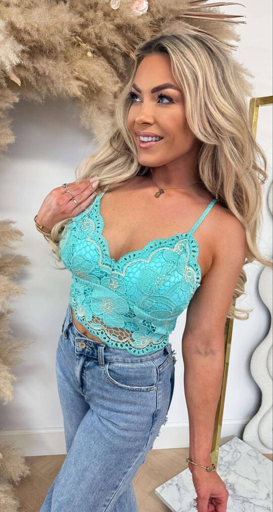 LILY LACE TOP AQUA