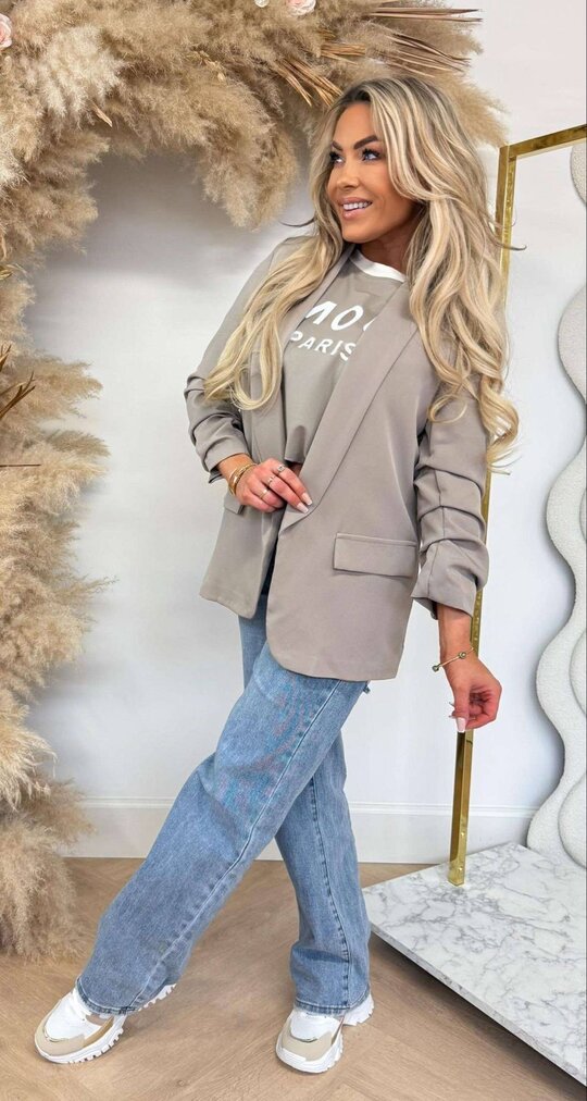 MUSTHAVE CROPPED MOUW BLAZER TAUPE