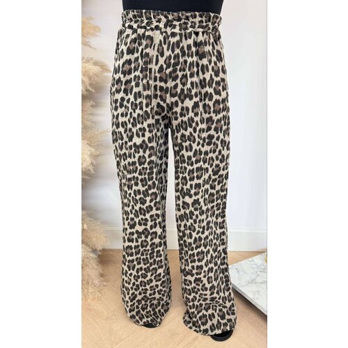 COTTON LEOPARD PANTS 1093 BEIGE COTTON LEOPARD PANTS 1093 BEIGE