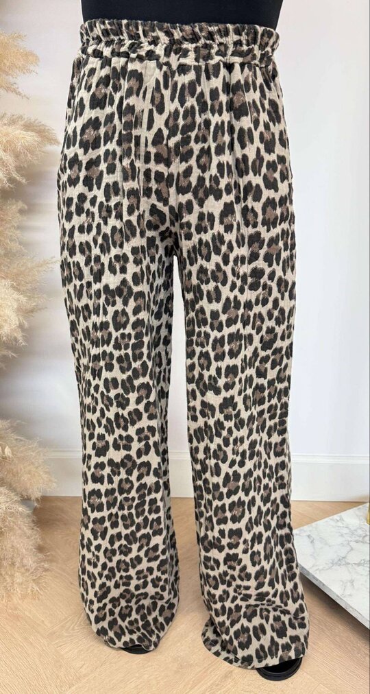 COTTON LEOPARD PANTS 1093 BEIGE
