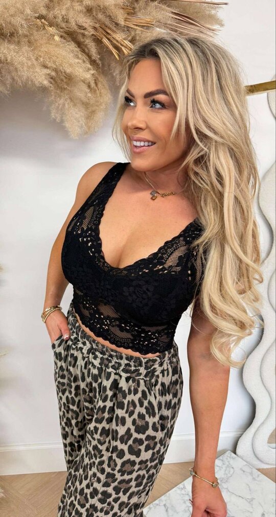 LACE LIV CUP TOP BLACK