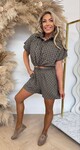 CIRCLE INSPIRED SET TOP+SHORT TAUPE/BLACK