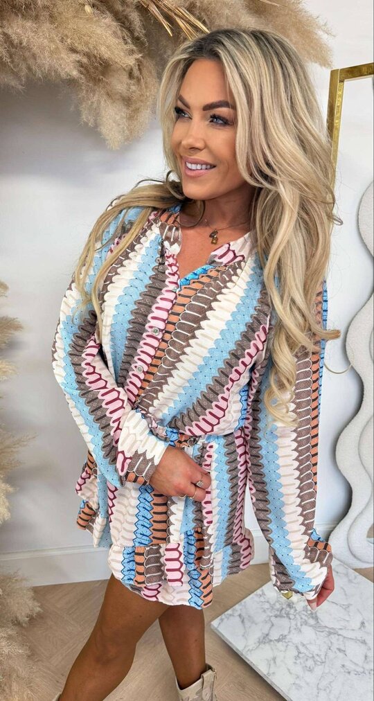 BESTSELLER PRINT SET SHORT+BLOUSE BEIGE