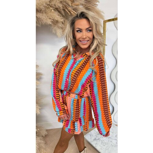 BESTSELLER PRINT SET SHORT+BLOUSE ORANGE BESTSELLER PRINT SET SHORT+BLOUSE ORANGE
