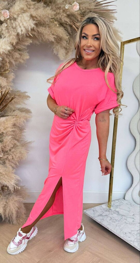 WATERFALL BASIC DRESS NEONPINK