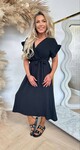NOELIA RUFFLE DRESS LONG BLACK