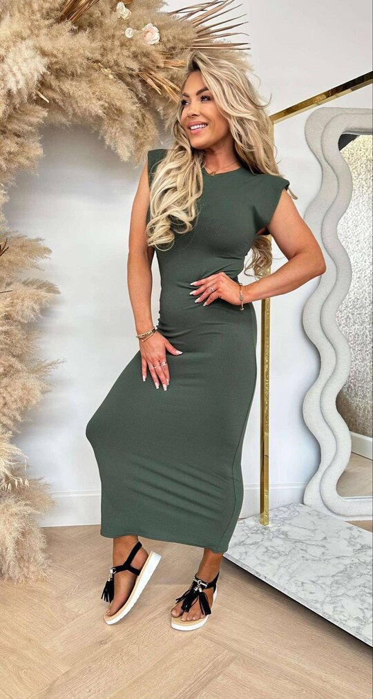 MAXI RIB DRESS ARMYGREEN