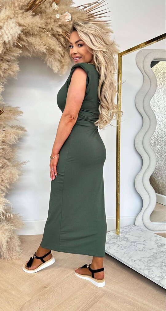 MAXI RIB DRESS ARMYGREEN