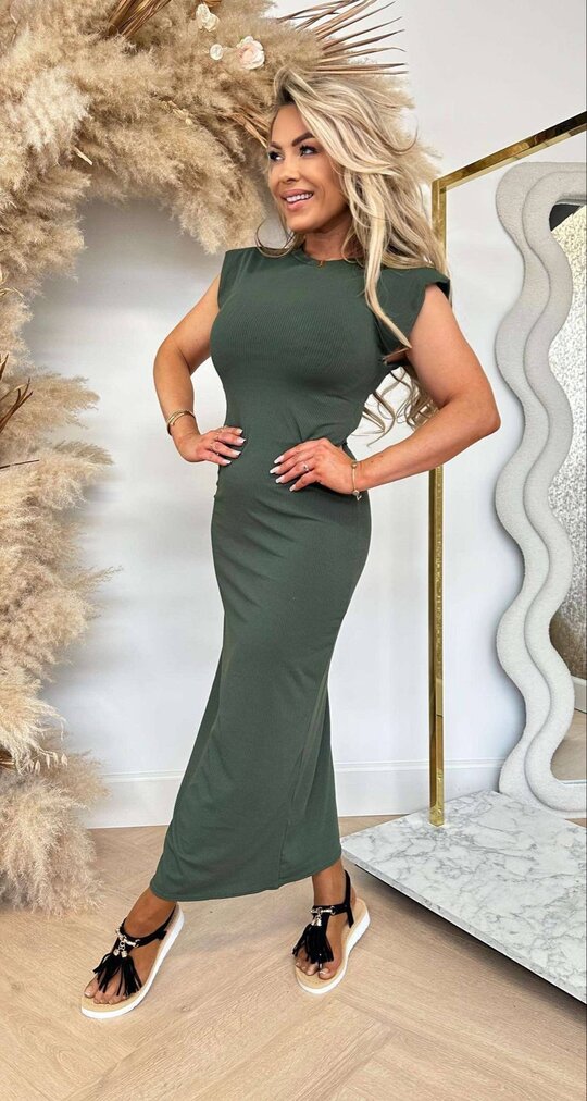 MAXI RIB DRESS ARMYGREEN