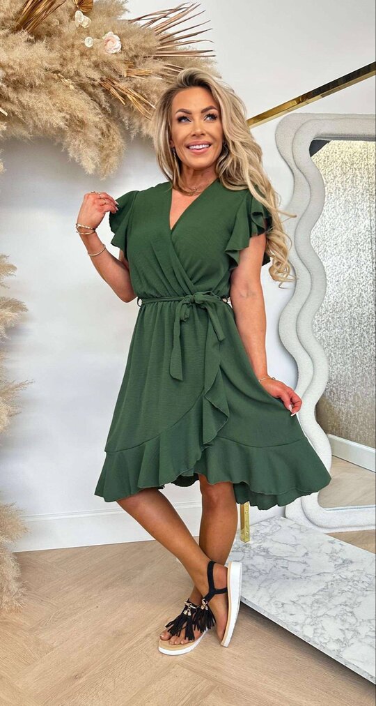 SUMMER RUFFLY DRESS ARMYGREEN