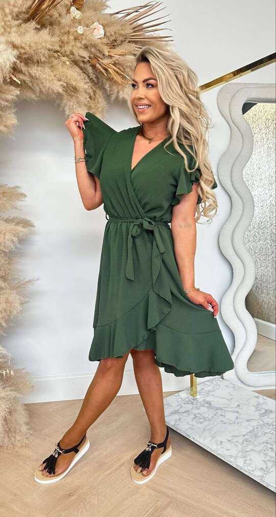 SUMMER RUFFLY DRESS ARMYGREEN