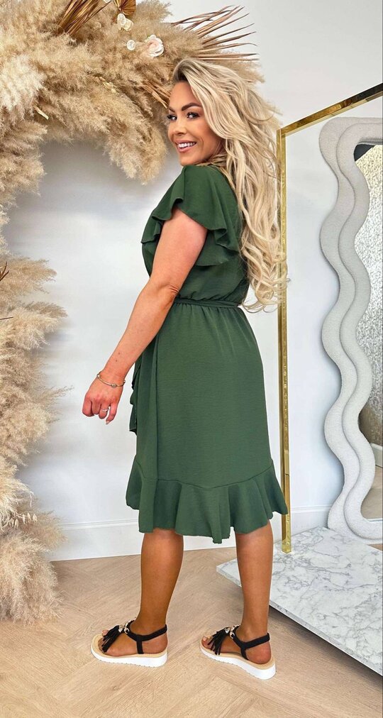 SUMMER RUFFLY DRESS ARMYGREEN
