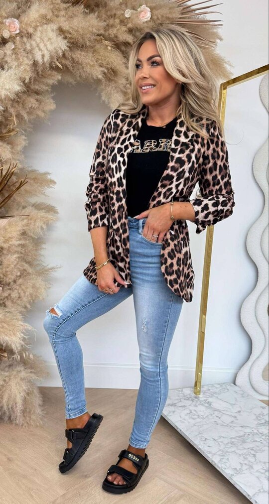 BESTSELLER LEOPARD BLAZER BEIGE/BLACK