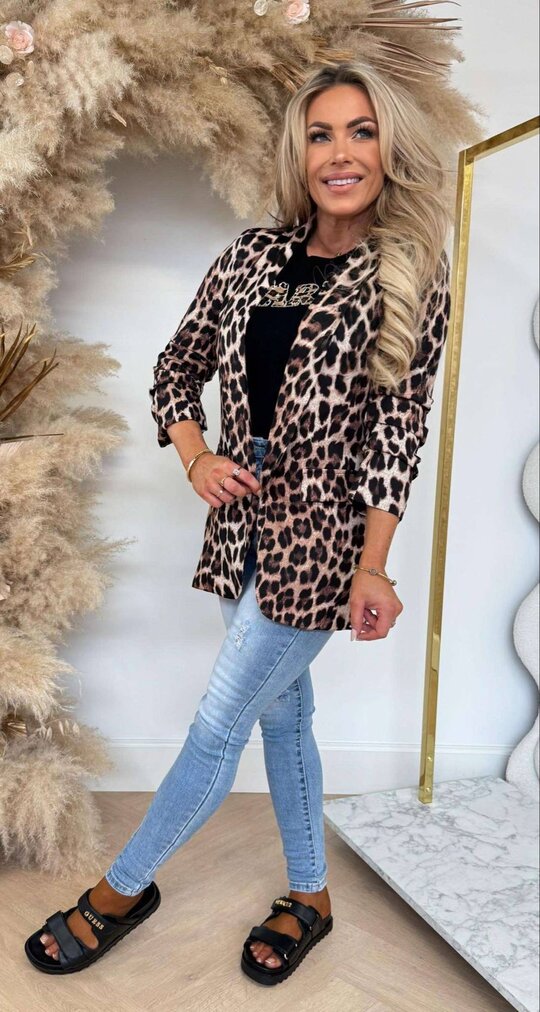 BESTSELLER LEOPARD BLAZER BEIGE/BLACK