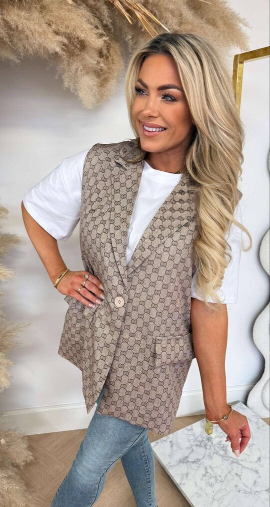 GUC INSPIRED GILET BEIGE