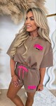 SOHO NEW YORK SET DARK TAUPE/NEON PINK