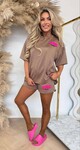 SOHO NEW YORK SET DARK TAUPE/NEON PINK