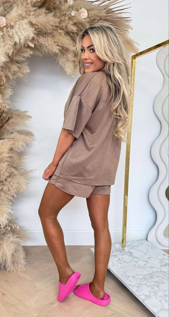 SOHO NEW YORK SET DARK TAUPE/NEON PINK