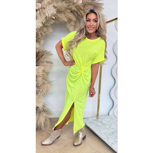 WATERFALL BASIC DRESS NEON YELLOW WATERFALL BASIC DRESS NEON YELLOW