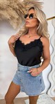 SATIN SPAGHETTI LACE TOP BLACK