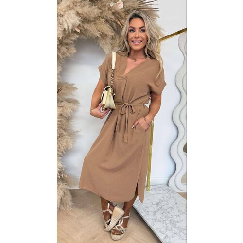 LEONIE V LUS DRESS TAUPE LEONIE V LUS DRESS TAUPE