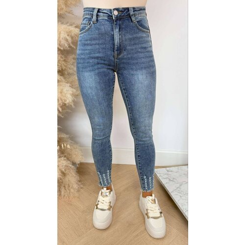 BASIC DESTROYED SKINNY JEANS 366-22 BLUE BASIC DESTROYED SKINNY JEANS 366-22 BLUE