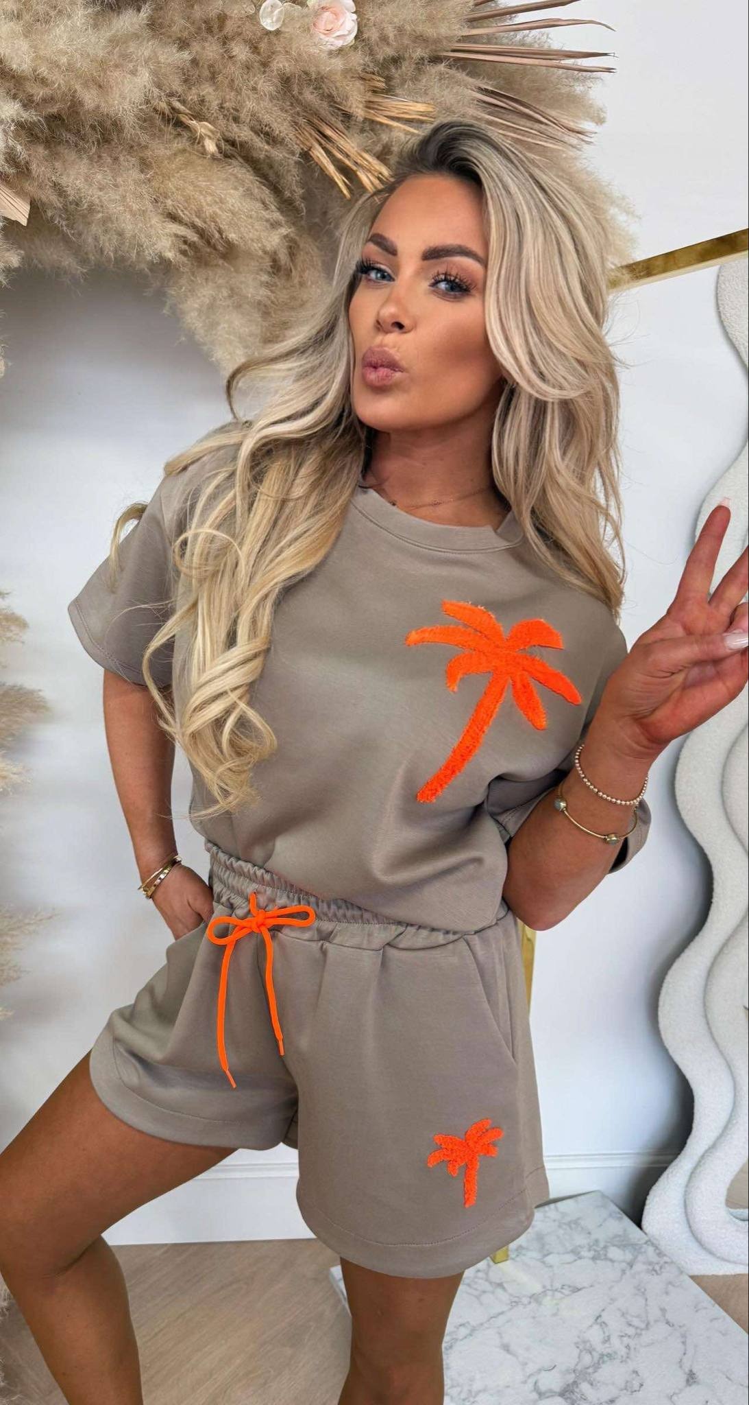 PALM SET TAUPE/ORANGE