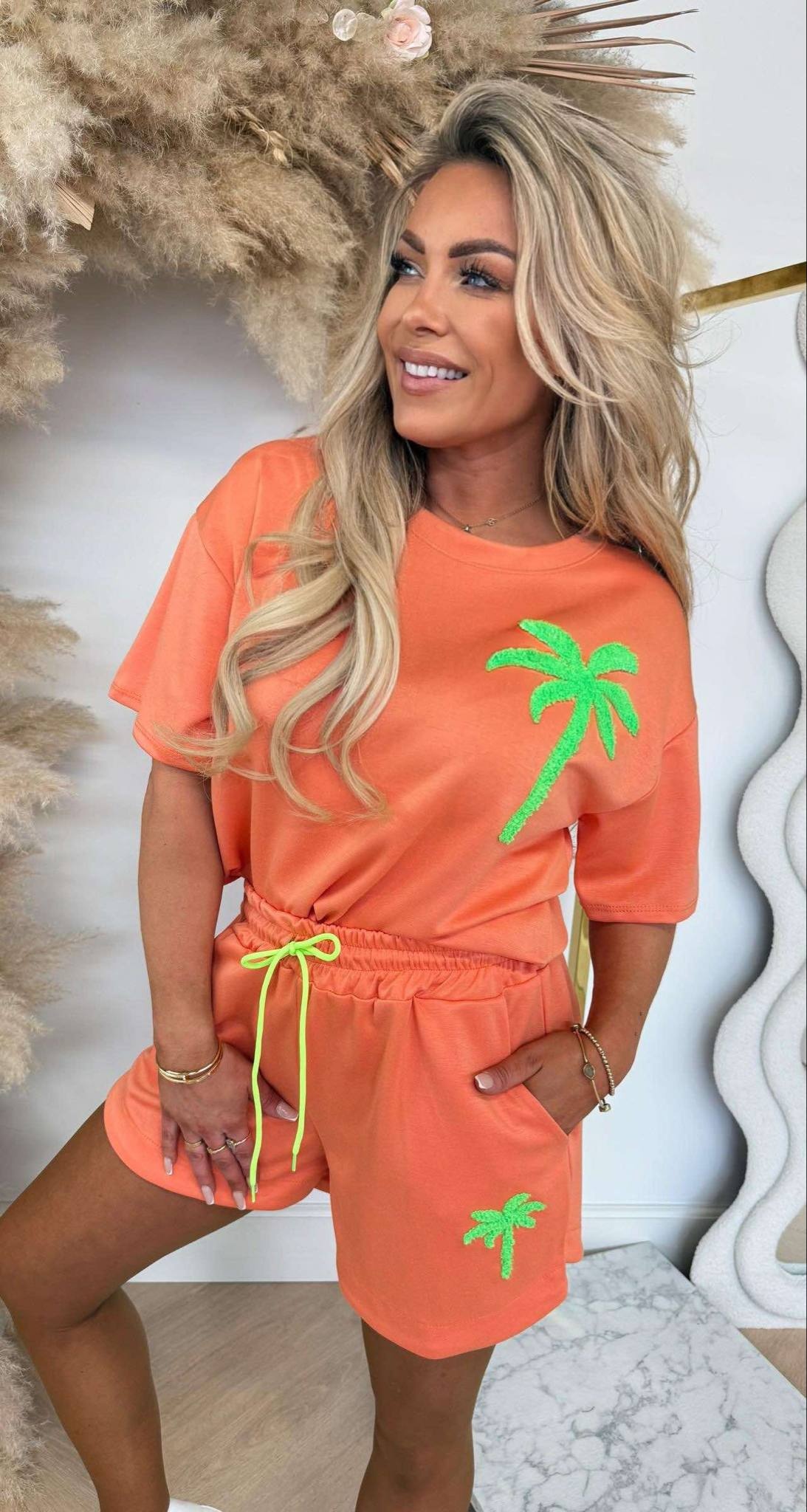 PALM SET PEACH/GREEN