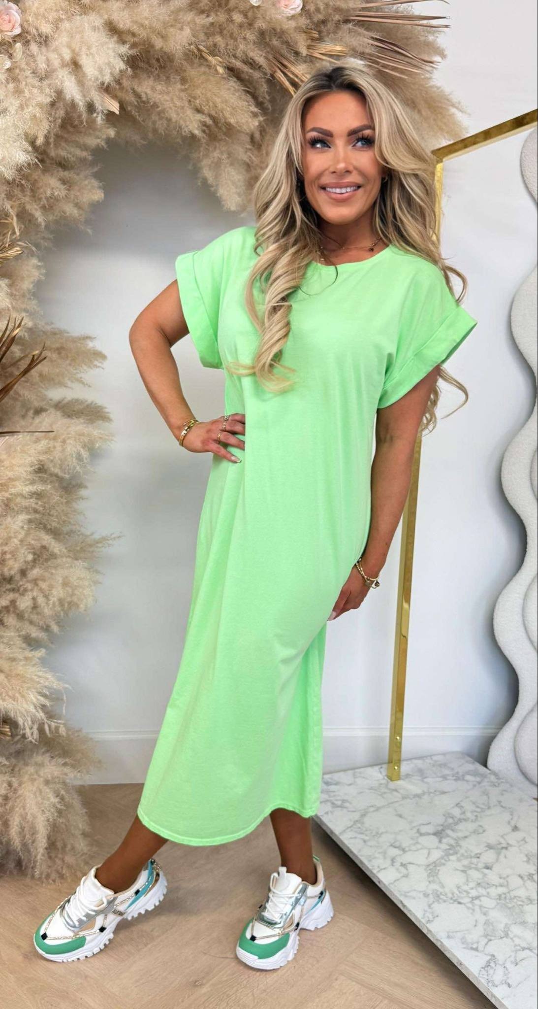 OVERSIZED BASIC DRESS 590028 NEONGREEN