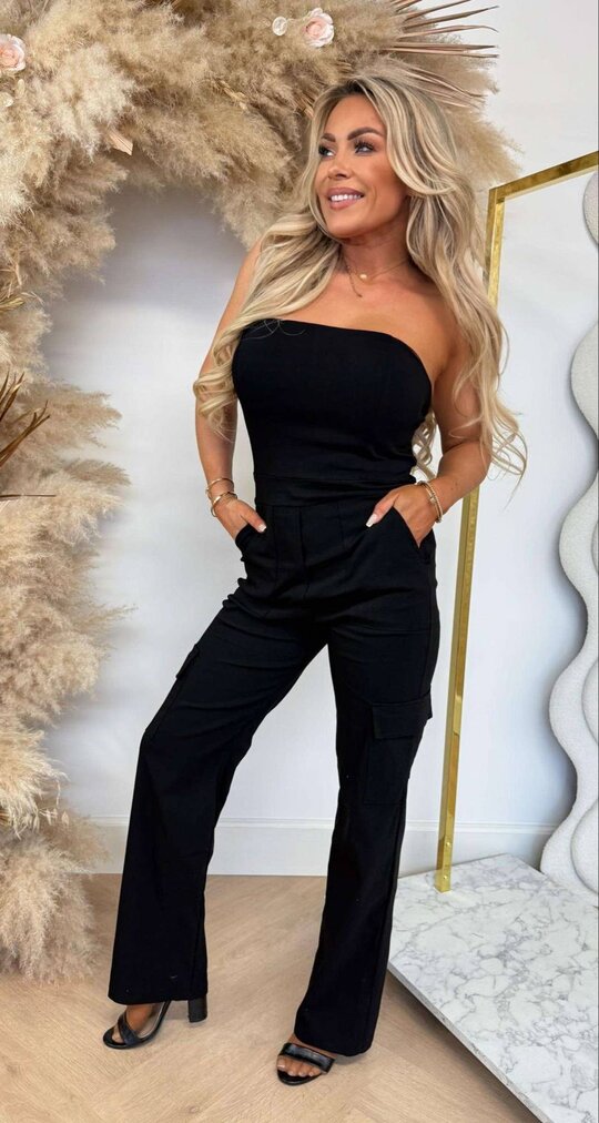 STRAPLESS STRETCH JUMPER BLACK