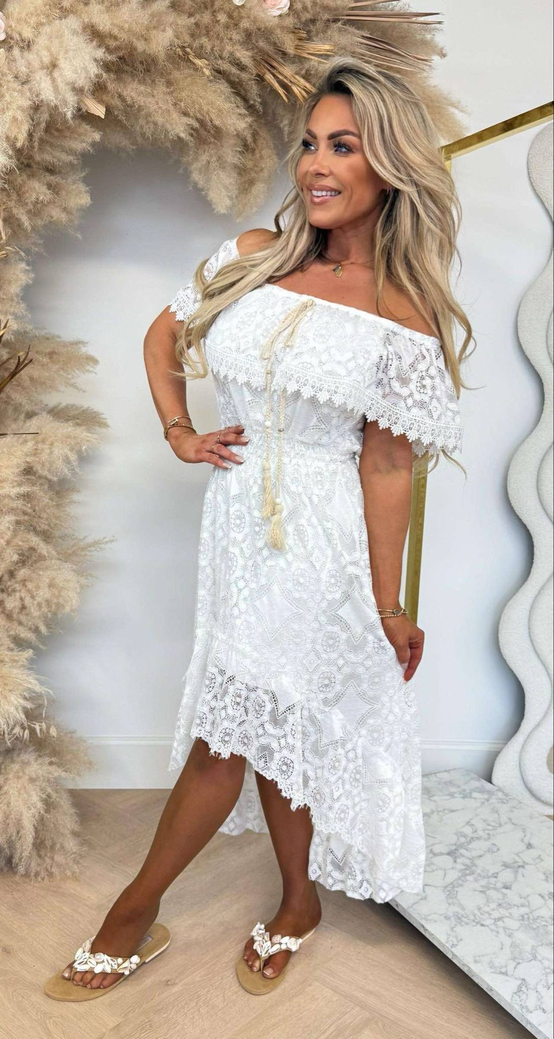 BOHO KWASTJES DRESS OFFWHITE