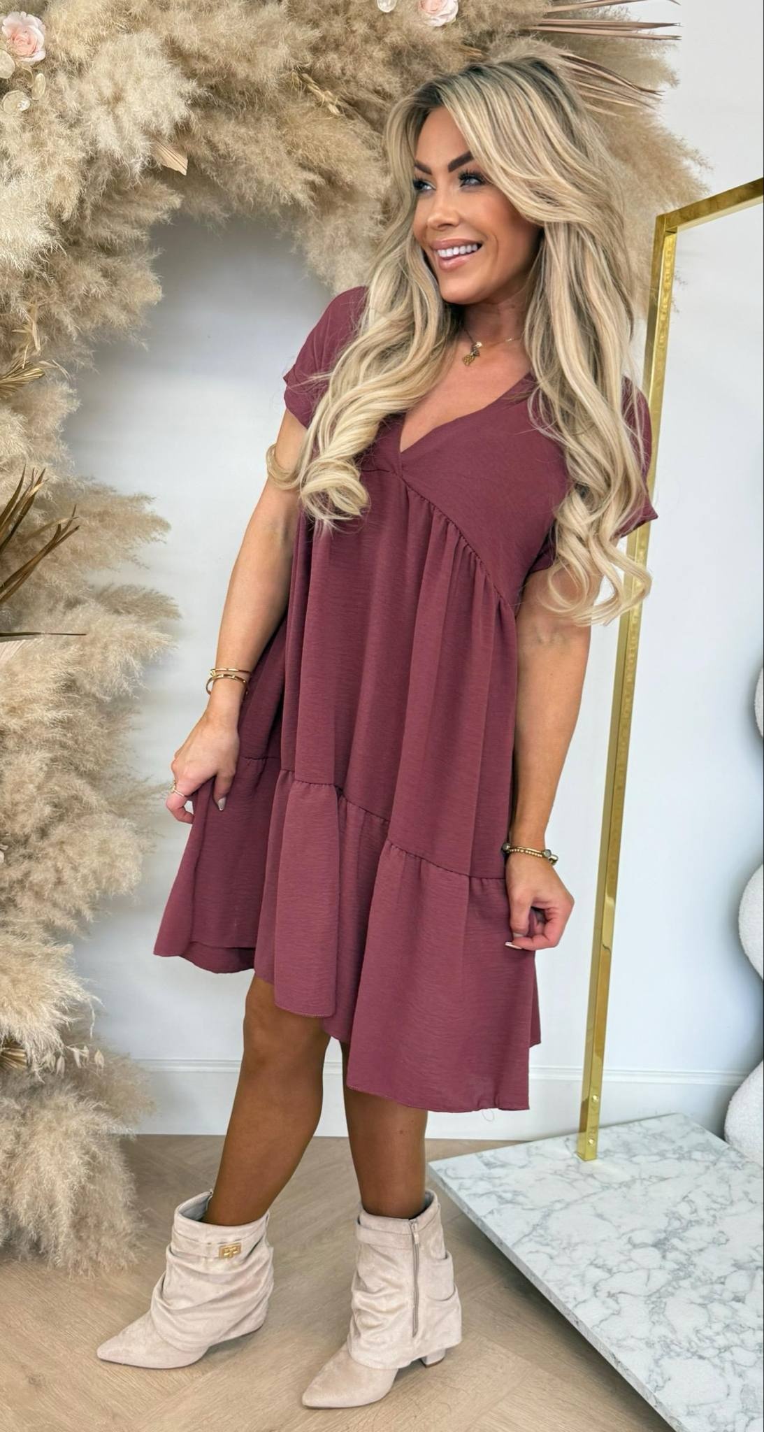 BOHO BASIC DRESS DARKPINK