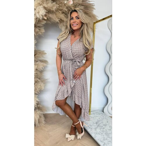 INSPIRED CIRCLE RUFFLE DRESS BEIGE INSPIRED CIRCLE RUFFLE DRESS BEIGE