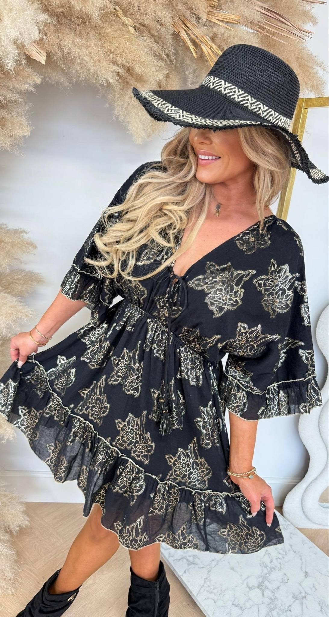 ANISA FLOWER SHINE DRESS 25141 BLACK