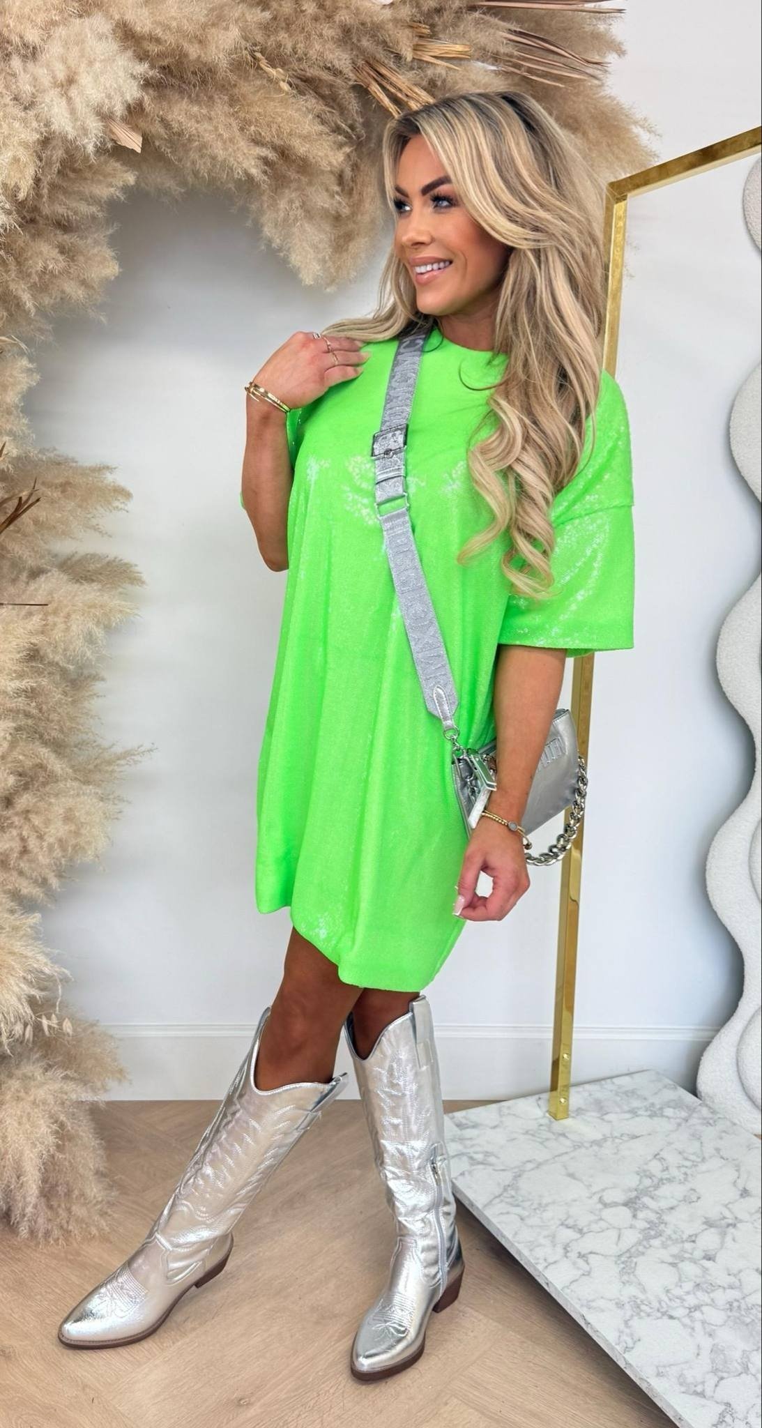 DISCO SEQUIN DRESS NEONGREEN