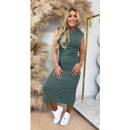 SMALL RIB STRETCHY DRESS ARMYGREEN SMALL RIB STRETCHY DRESS ARMYGREEN