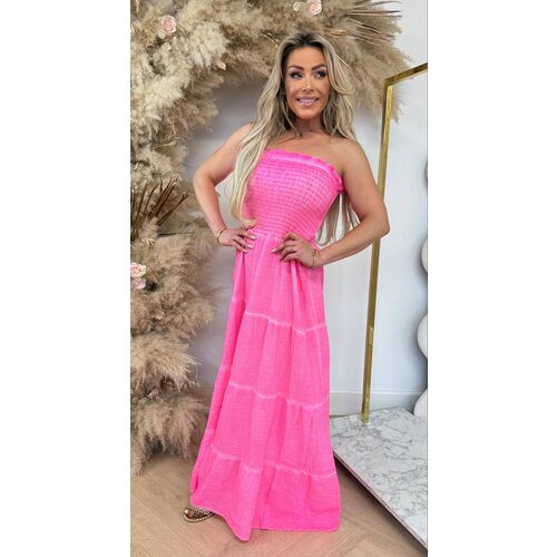 FLEUR STRAPLESS NEON DRESS PINK FLEUR STRAPLESS NEON DRESS PINK