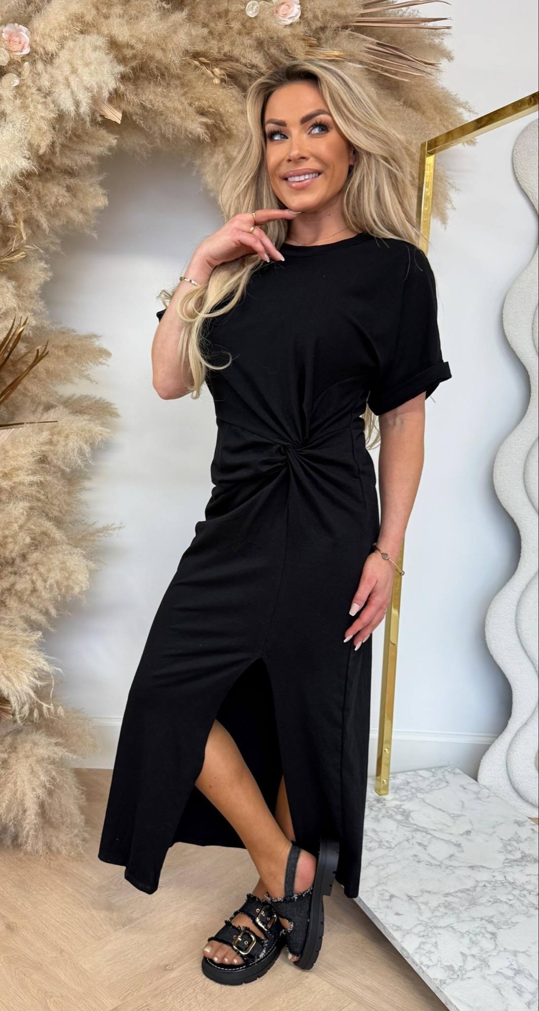 WATERFALL BASIC DRESS BLACK