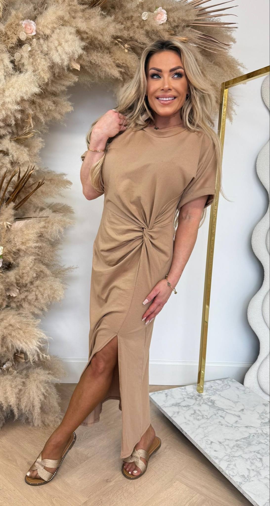 WATERFALL BASIC DRESS TAUPE